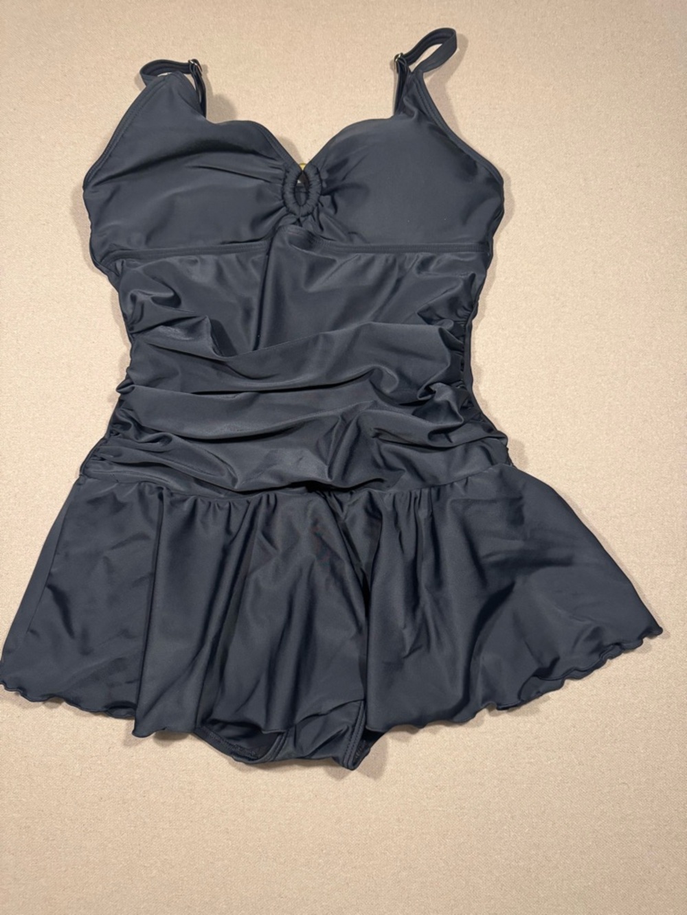 Black Swimdress with Ruching and Skirted Bottom Always for me Women’s size 16